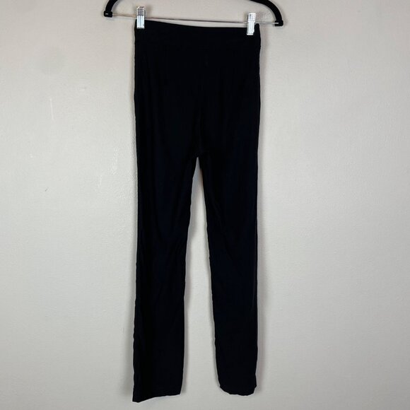 Princess Polly Women's 6 Black Mid Rise Cross Waist Straight Leg Yoga Pants - Picture 4 of 6